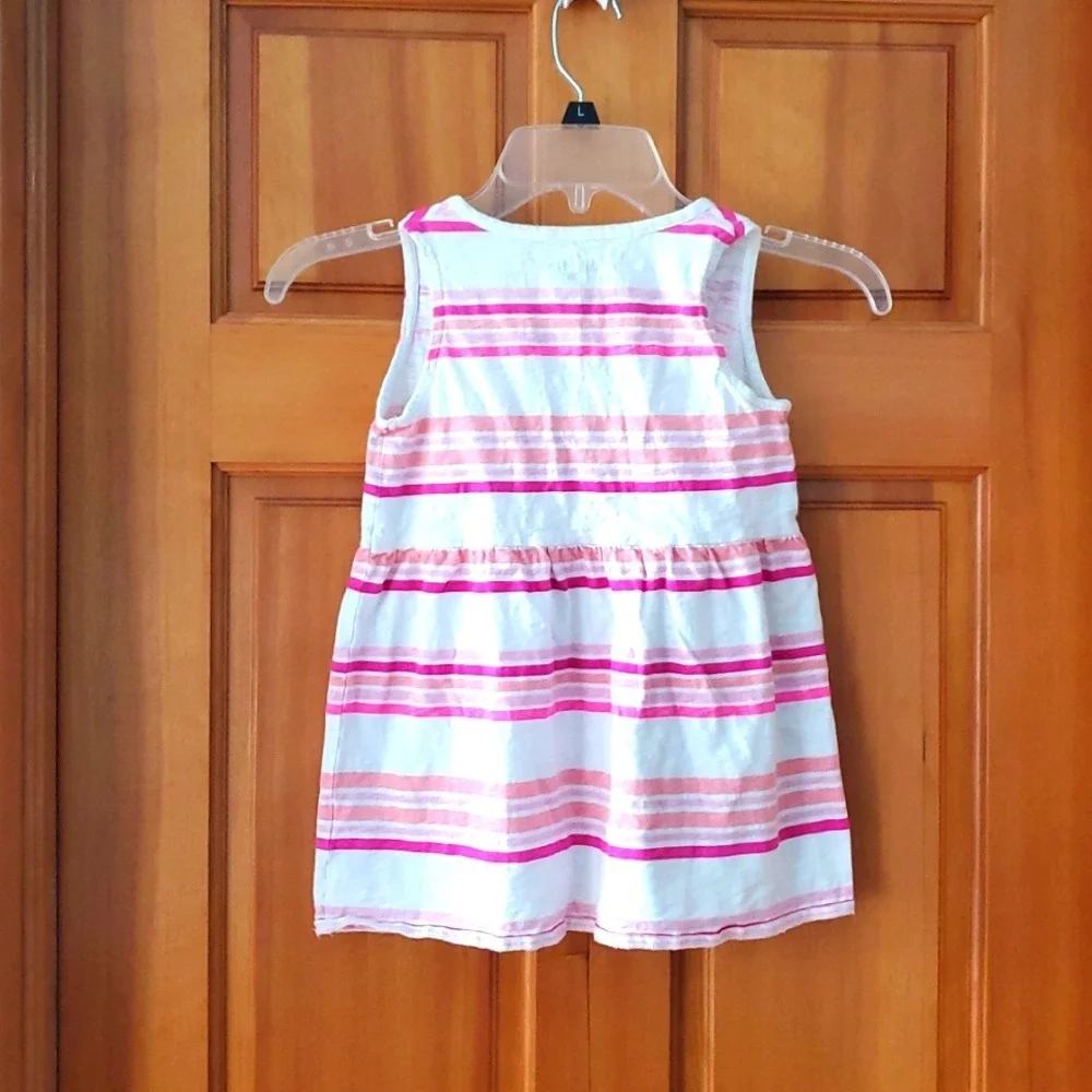 OshKosh Girls Size 7‎ Sleeveless Pink and White Striped Tunic Top
